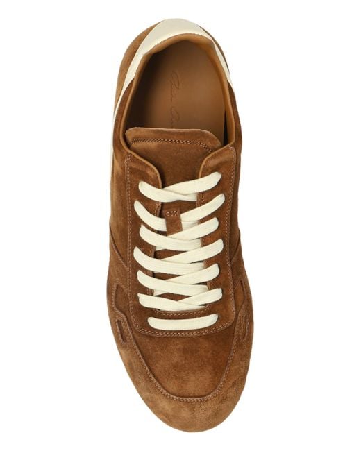 Rick Owens Brown Leather-Trimmed Suede Sneakers
