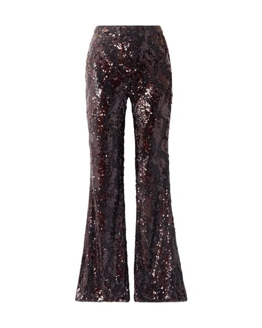 Veronica Beard Brown Collier Sequined Satin Flared Pants