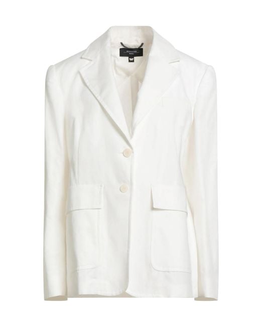 Weekend by Maxmara White Minimalist Single-Breasted Blazer