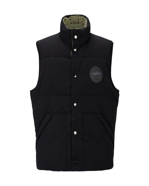 Boss Black Stand-Up Collar Down Vest for men