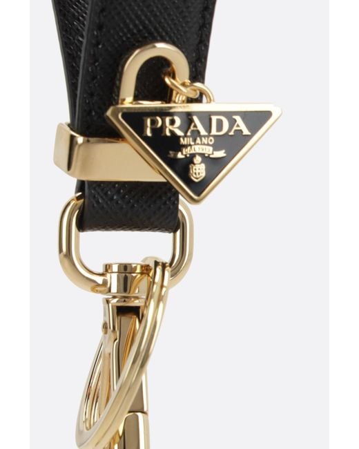 Prada White Logo Plaque Key Ring