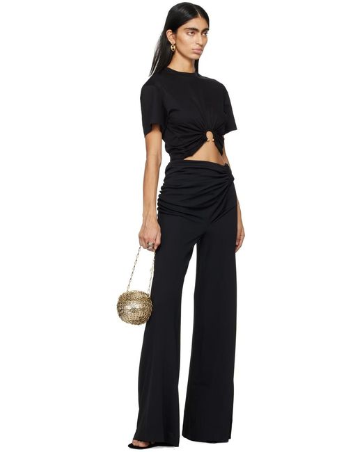 Rabanne Blue Wraparound High-Rise Palazzo Pants