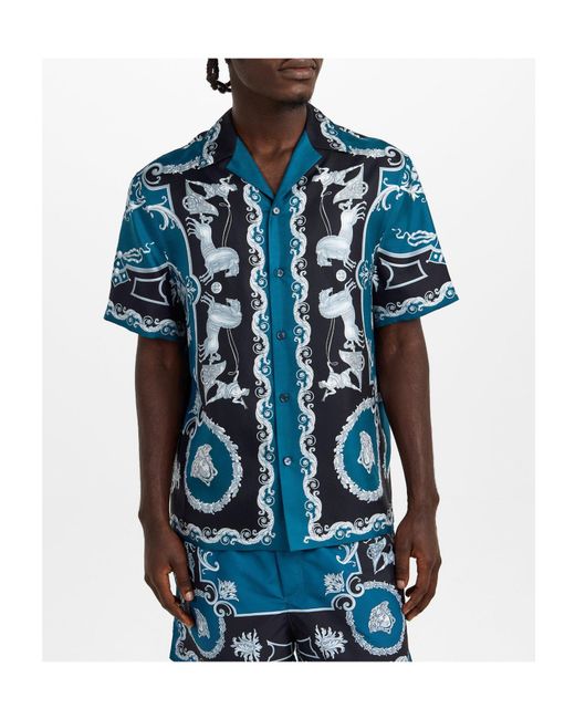 Versace Blue Silk Shirt for men
