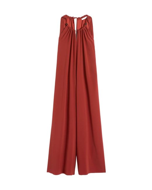 Max Mara Red Satin Halterneck Jumpsuit