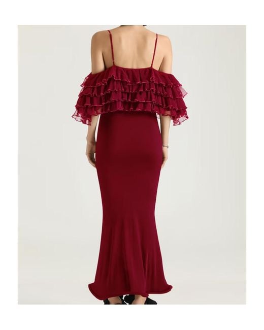 Givenchy Red Long Ruffled Dress