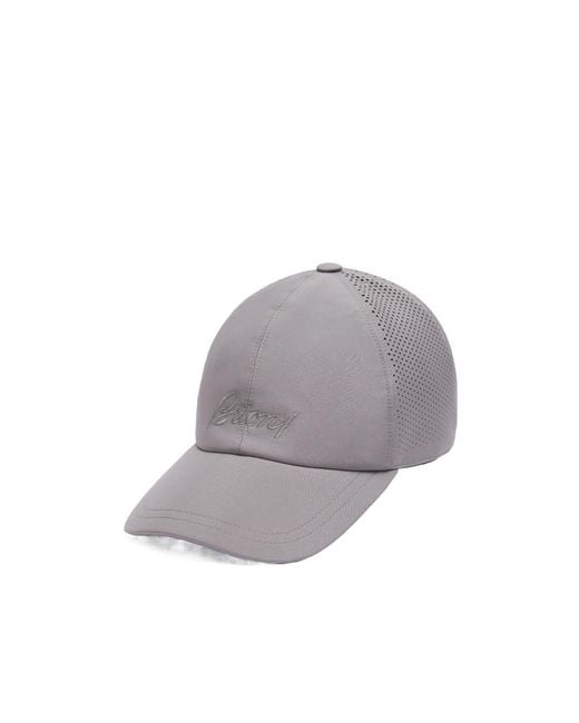 Brioni Gray Perforated Performa Baseball Hat for men