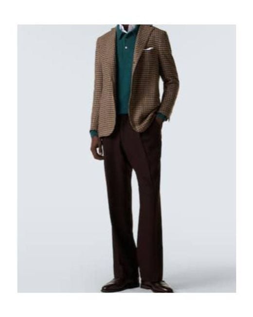 Kiton Brown Checked Wool, Silk, And Linen Blazer for men