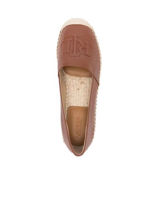 Ralph Lauren Brown Cameryn Embossed-Logo Espadrilles