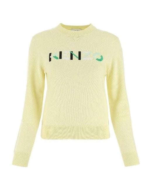 KENZO Yellow Logo-Print Long-Sleeved T-Shirt
