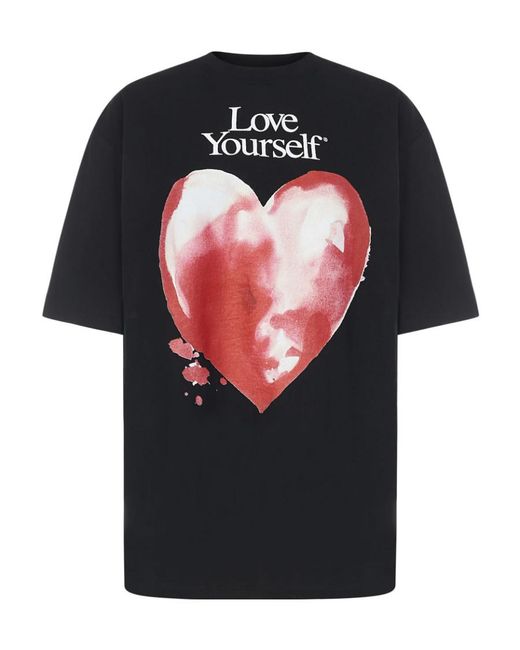 MSGM Black Heart-Print T-Shirt