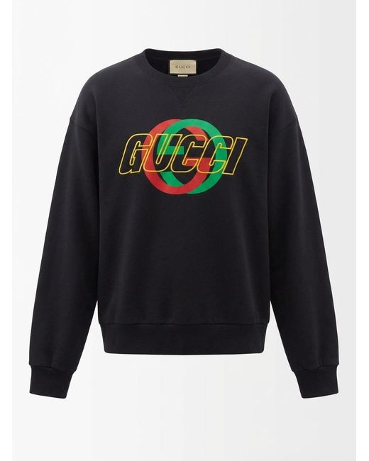 Gucci Black Cotton Jersey Sweatshirt With Embroidery, Ready-To-Wear for men