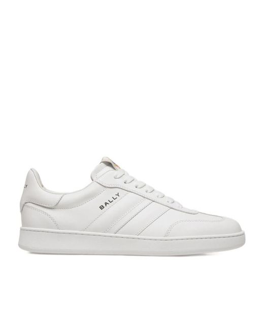 Bally White Retro Crest Lace-Up Sneakers for men