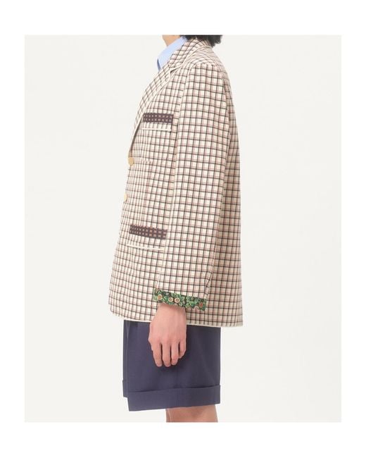 Valentino Natural Checked Single-Breasted Blazer for men