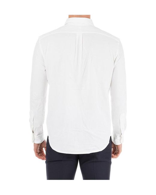 Ralph Lauren White Polo Pony Embroidered Buttoned Shirt for men
