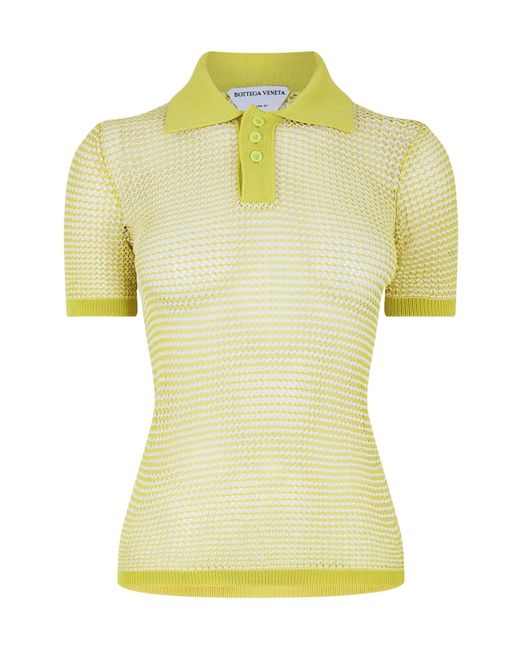 Bottega Veneta Yellow Nit Shortsleeve Polo Shirt