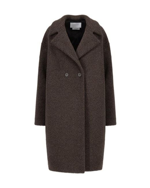 Harris Wharf London Brown Dropped Shoulder Coat Boucle