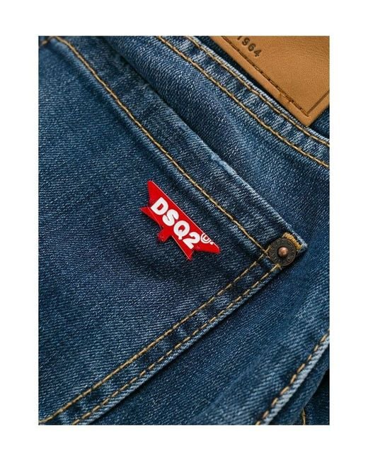 DSquared² Blue Mid-Rise Cropped Jeans