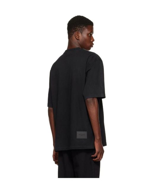 we11done Black Logo Round-Neck T-Shirt for men