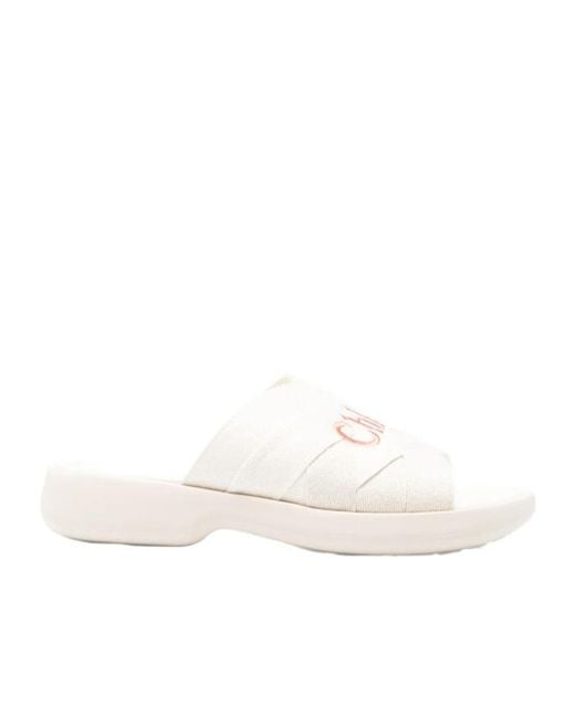 Chloé White Open-Toe Flat Sandals