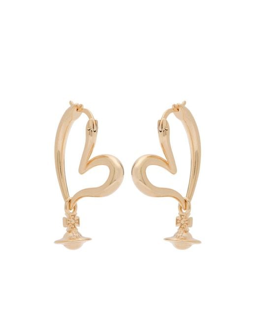Vivienne Westwood White Emily Heart Orb-Pendant Earrings