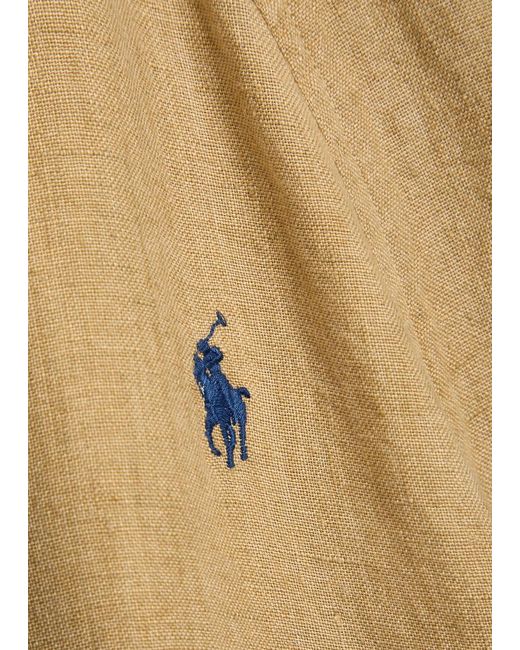 Polo Ralph Lauren Natural Logo-Embroidered Linen Oveshirt