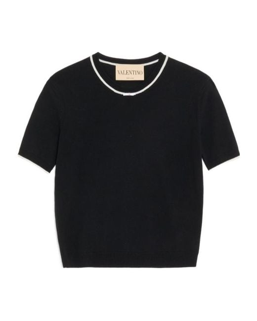 Valentino Black Crewneck Short-Sleeved Jumper