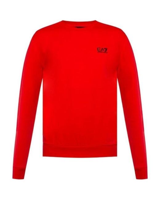 EA7 Red Printed Logo Sweatshirt for men