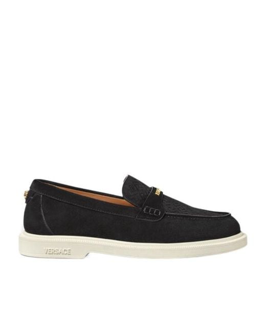 Versace Black Round-Toe Slip-On Loafers for men
