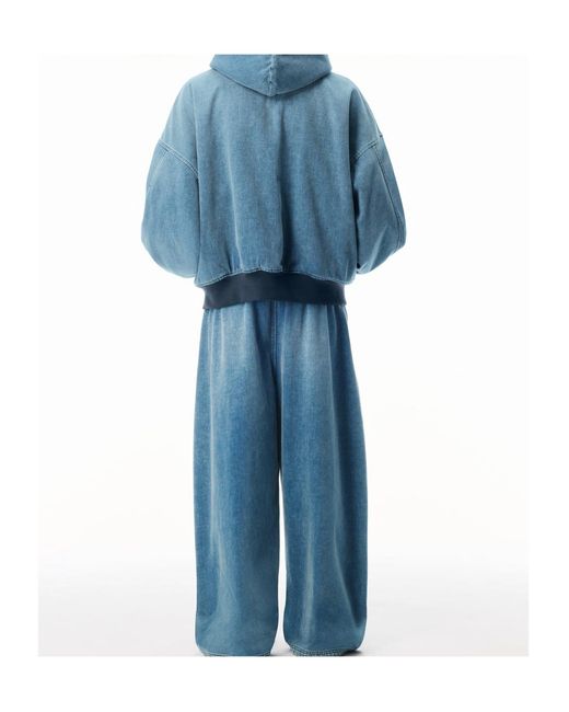 Alexander Wang Blue Brushed Denim Oversized Hoodie for men