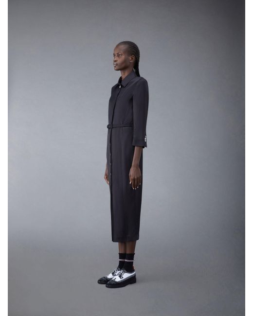 Thom Browne Blue Hogan Satin Midi Shirt Dress
