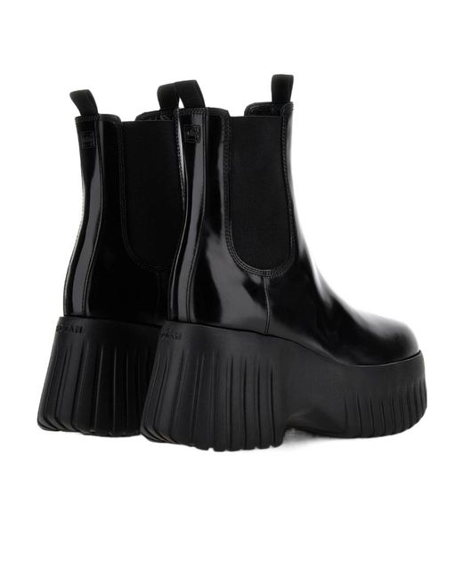Hogan Black Platform Slip-On Loafers
