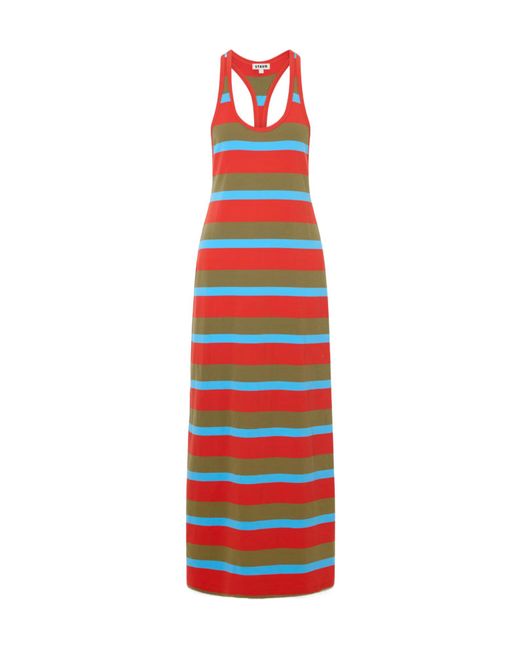 Staud Red Encino Striped Dress