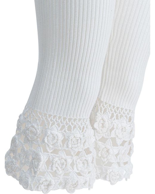 Ganni White Crochet-Hem Knitted Trousers