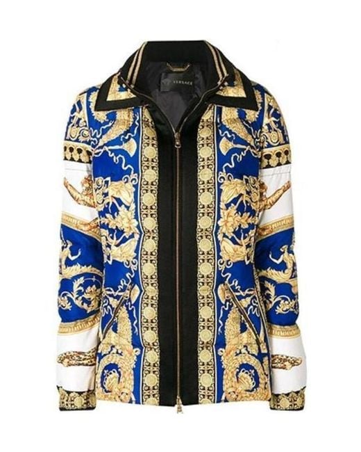 Versace Multicolor Printed Zipper Casual Jacket