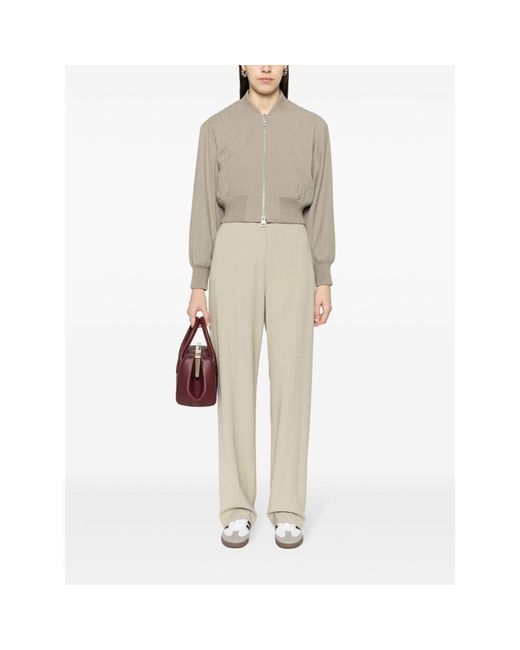 AMI Natural Zip-Up Padded Bomber Jacket