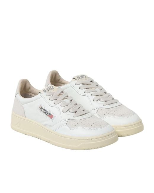 Autry White Medalist Panelled Low-Top Sneakers