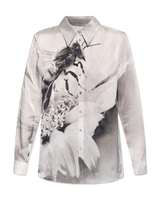 Tory Burch Gray Graphic-Print Shirt