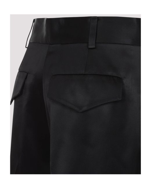 Jil Sander Black Pleated Satin Trousers