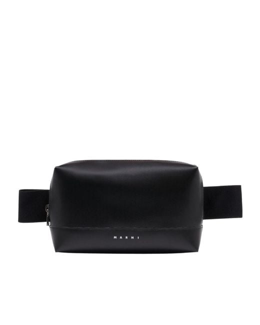 Marni Black Logo Detailed Zipped Belt Bag for men