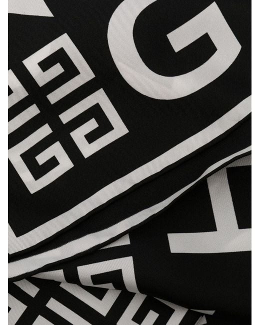 Givenchy Black Logo-Print Silk Scarf