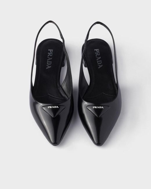 Prada Black Slingback Logo Flat Pumps