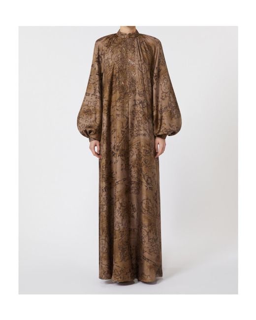 Max Mara Brown Mxmalpe Flared Printed Dress