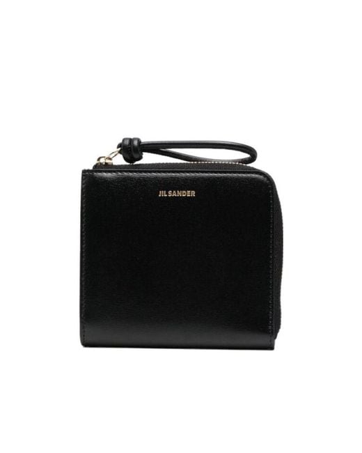 Jil Sander Black Logo Embossed Zip-Around Wallet