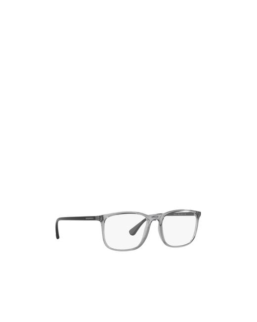 Emporio Armani White Rectangular Frame Glasses for men