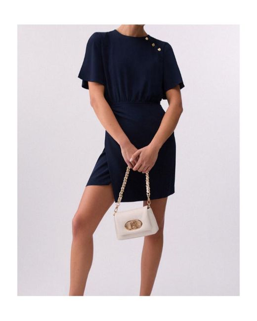 Liu Jo Blue Buttoned Asymmetric Short Dress