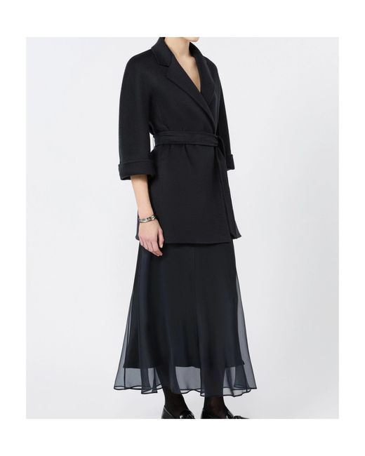 Max Mara Black Eastrale Sheer Silk Skirt