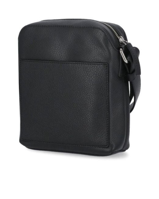 Orciani Black Mini Micron Logo Lettering Messenger Bag for men