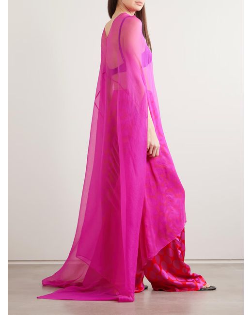 Dries Van Noten Pink Silk Cape