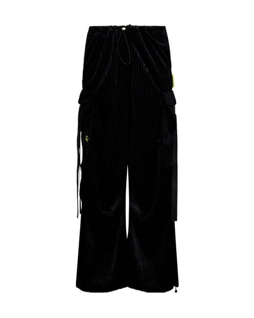 Barrow Women's Black Ribbed Wide-Leg Pants