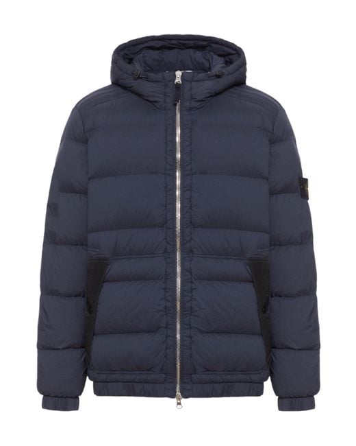 Stone Island Blue Long Sleeve Cotton Coat for men